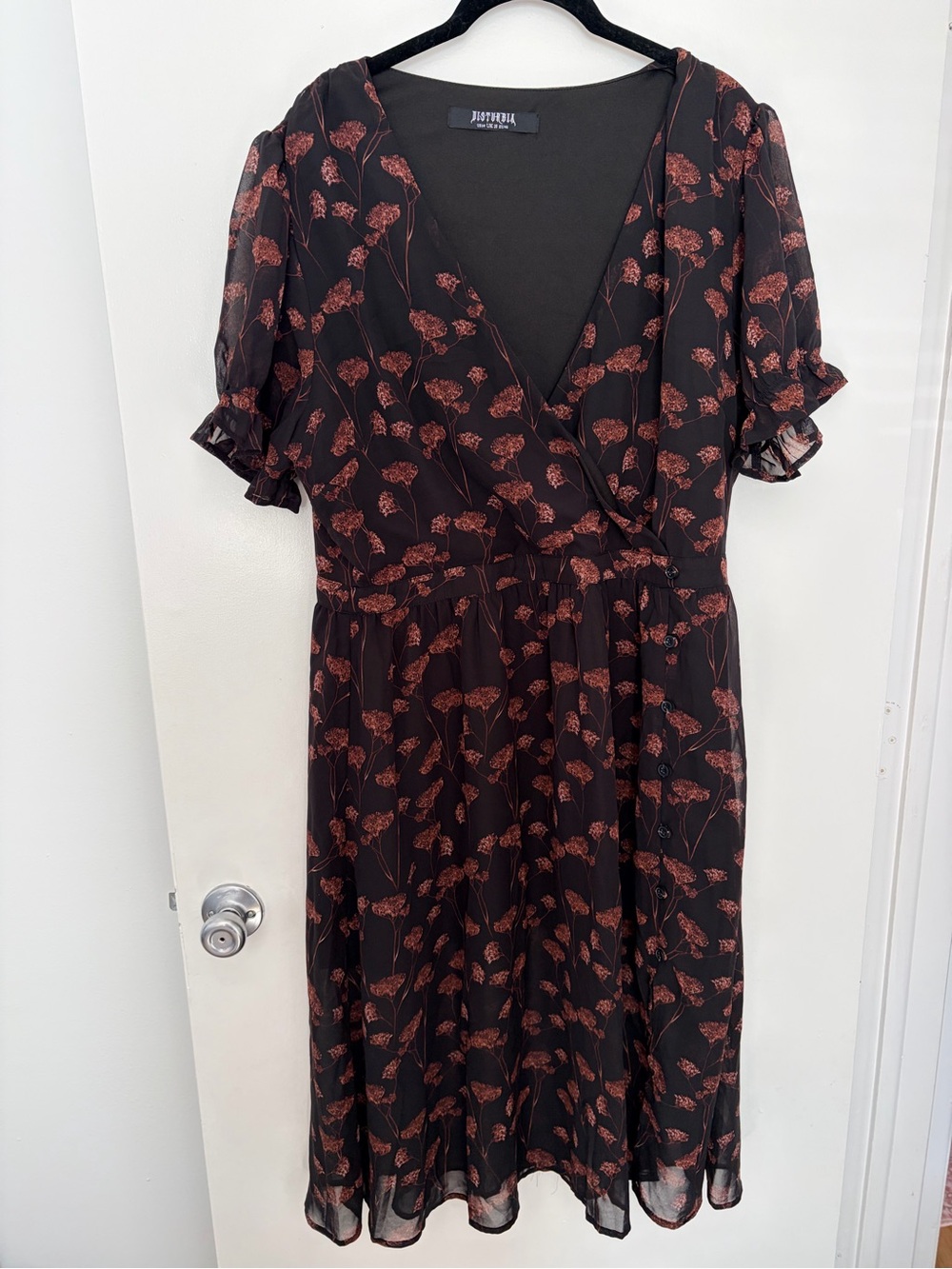 Disturbia Botanical Midi Dress US 14 UK 18 Black Rust Gothic Side Zip NWOT